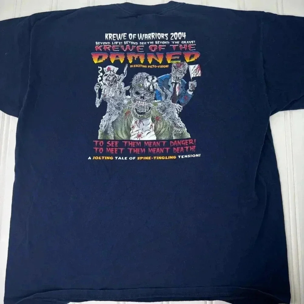 Vintage y2k Zombie Grunge Warriors 2004 Krewe Of The Damned T-Shirt XXL Skate